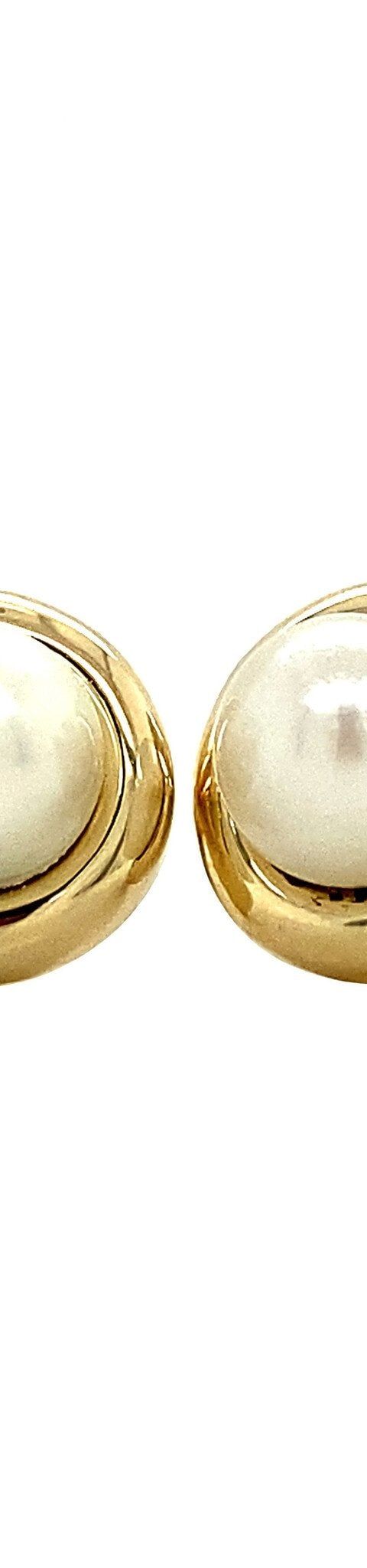 Vintage 14K Gold Solitaire Stud Earrings with Pearl